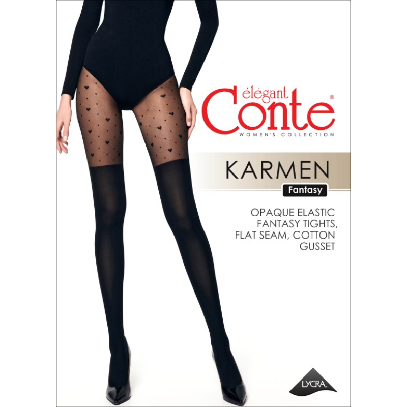 Karmen fantasie panty overknee effect met hartjes