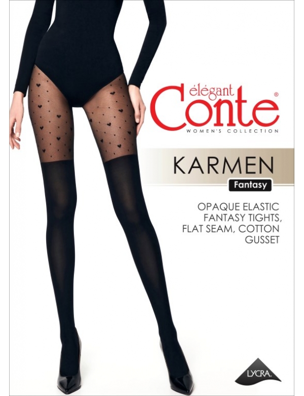 Karmen fantasie panty overknee effect met hartjes